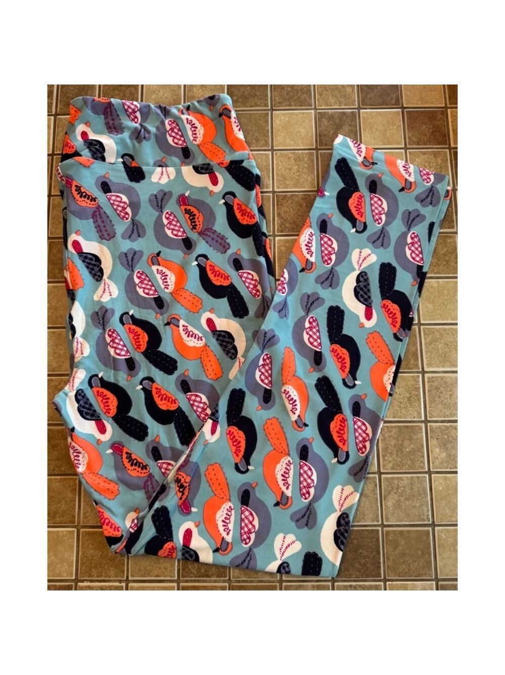 Women's TC LuLaRoe Leggings Tall & Curvy Blue Multi-colored